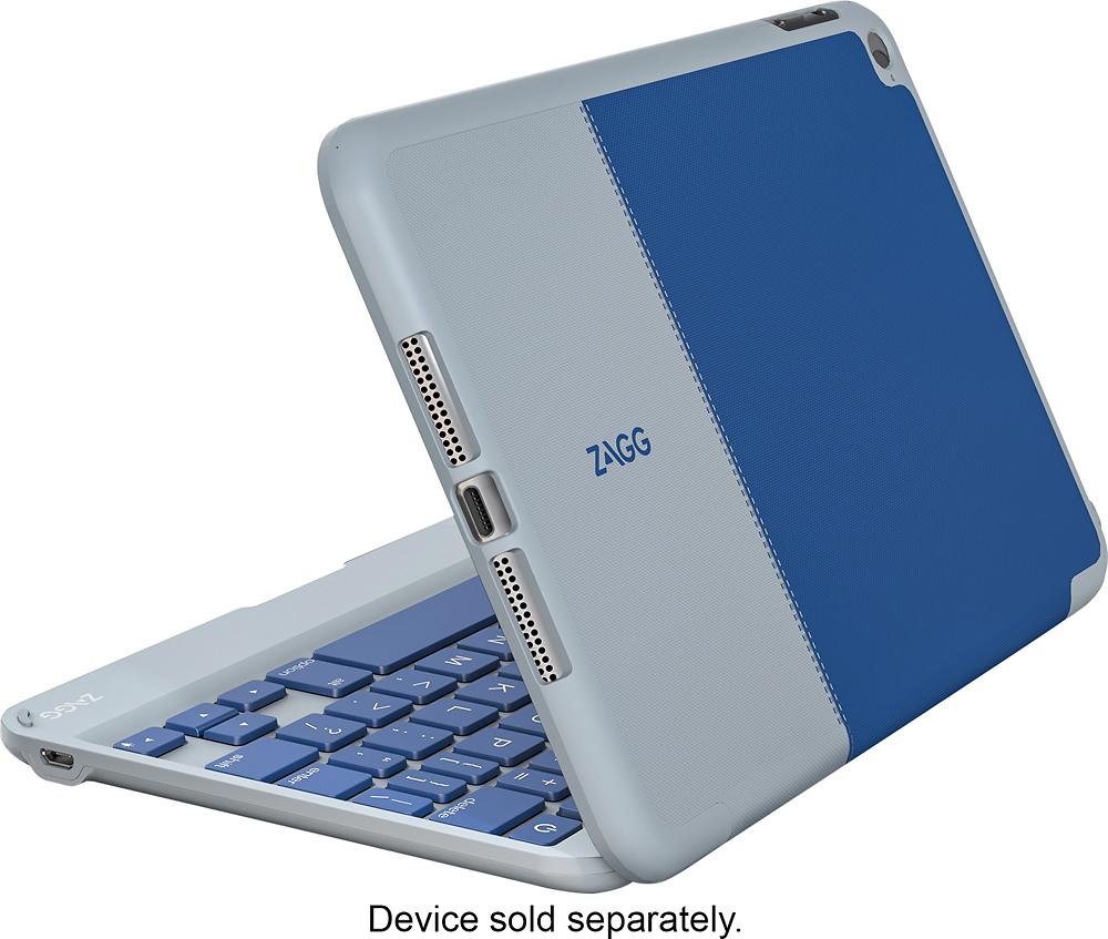 Best Buy Zagg Folio Case With Keyboard For Apple Ipad Mini 4 Blue Gray Im4zfn Bl0