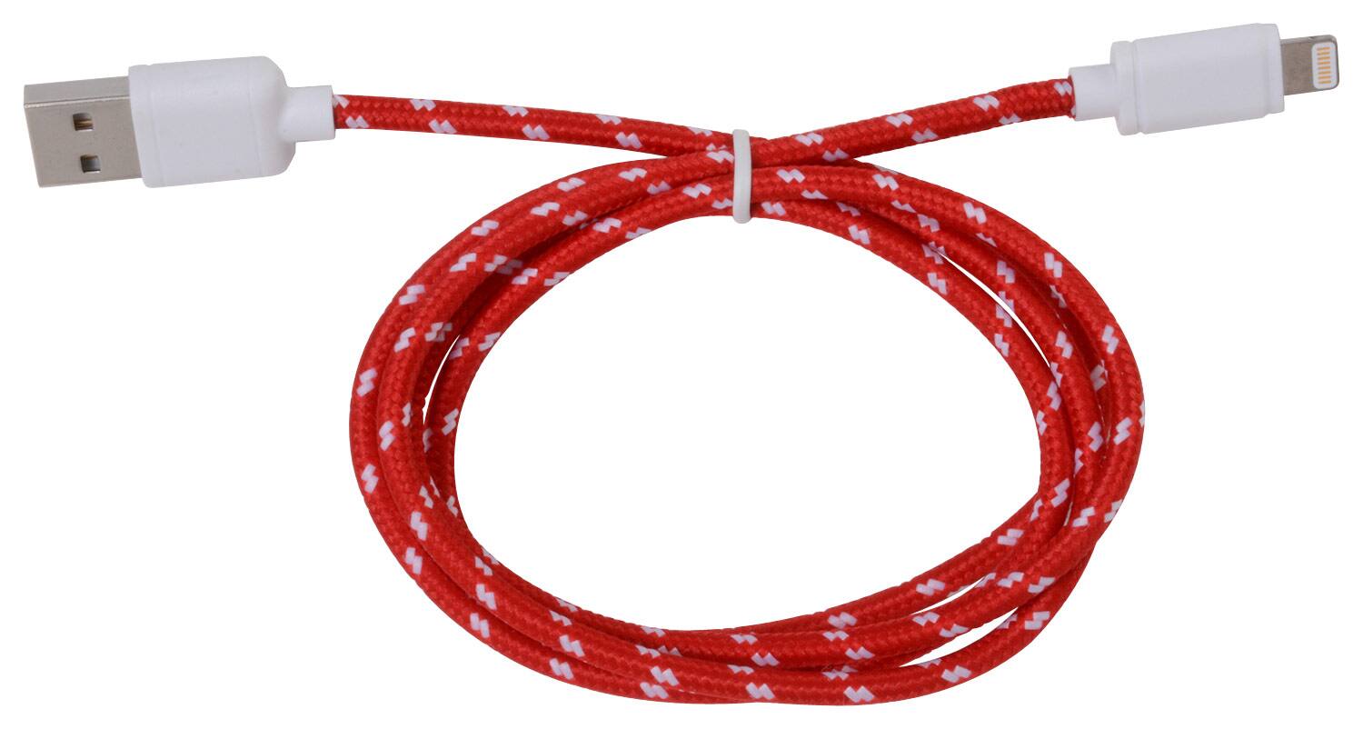 Front. Digital Treasures - Apple® MFi Certified 3' USB-to-Lightning Charge-and-Sync Cable - Red/White.