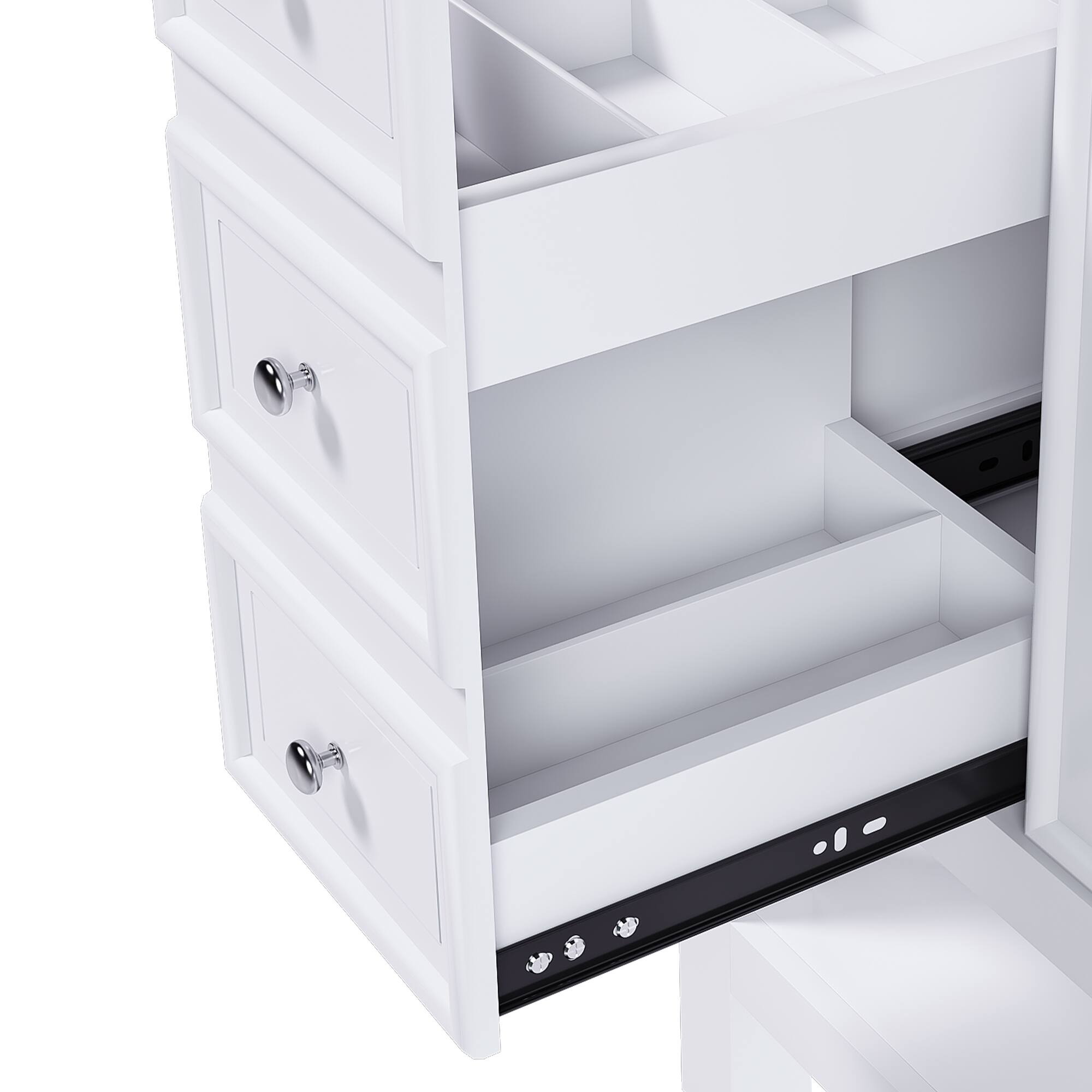 Alt View 6. TinyHomie - 36 inch bathroom vanity without sink featuring one cabinet and three drawers in white - White.
