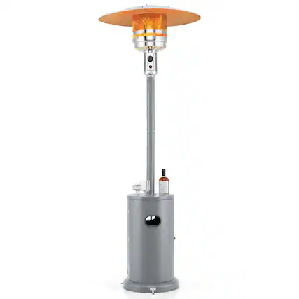 Front. Costway - Costway 48000 BTU Patio Heater with Wheels Round Table Design & Stainless Steel Burner Gray - Gray.
