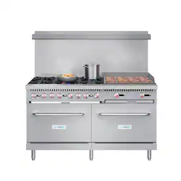 Koolmore - 60 in. 6 Burner Commercial LP Range with 24 in. Griddle in Stainless-Steel (KM-CRG60-LP) - Stainless Steel