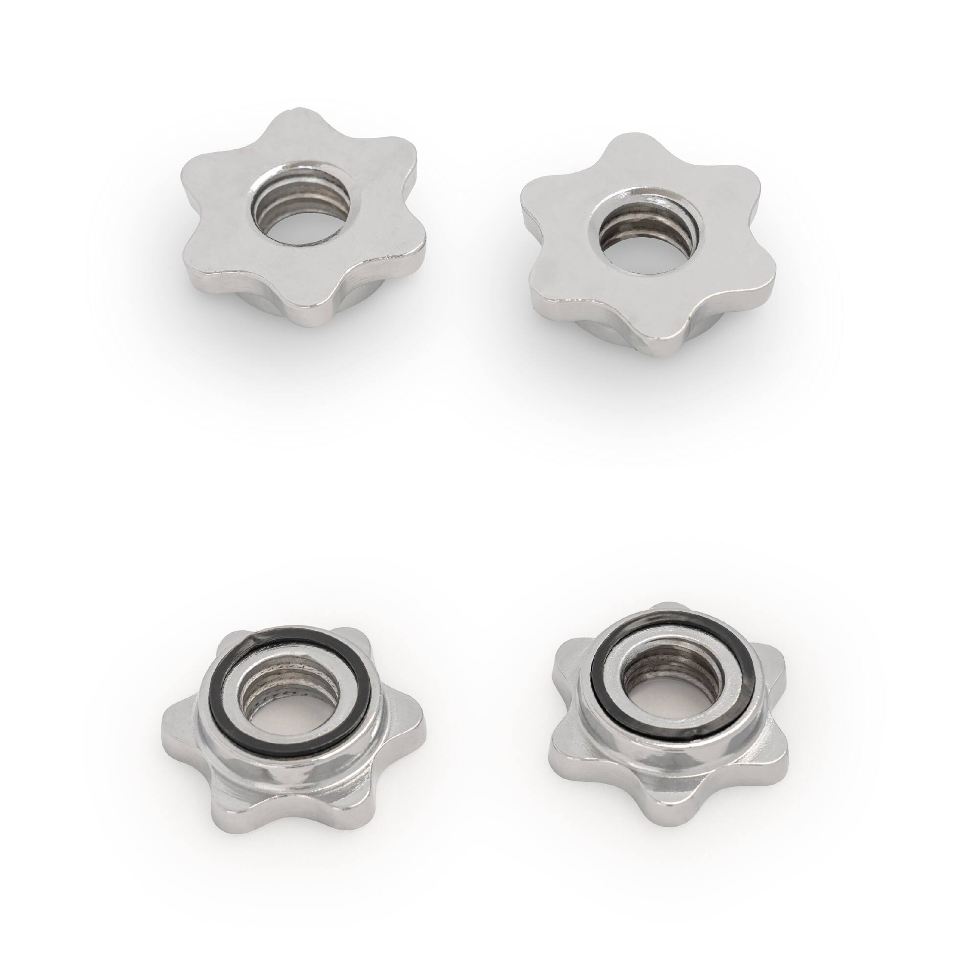 Alt View 2. Sunny Health & Fitness - 34” Threaded Chrome Tricep Bar with Star-Lock Collars - Silver.