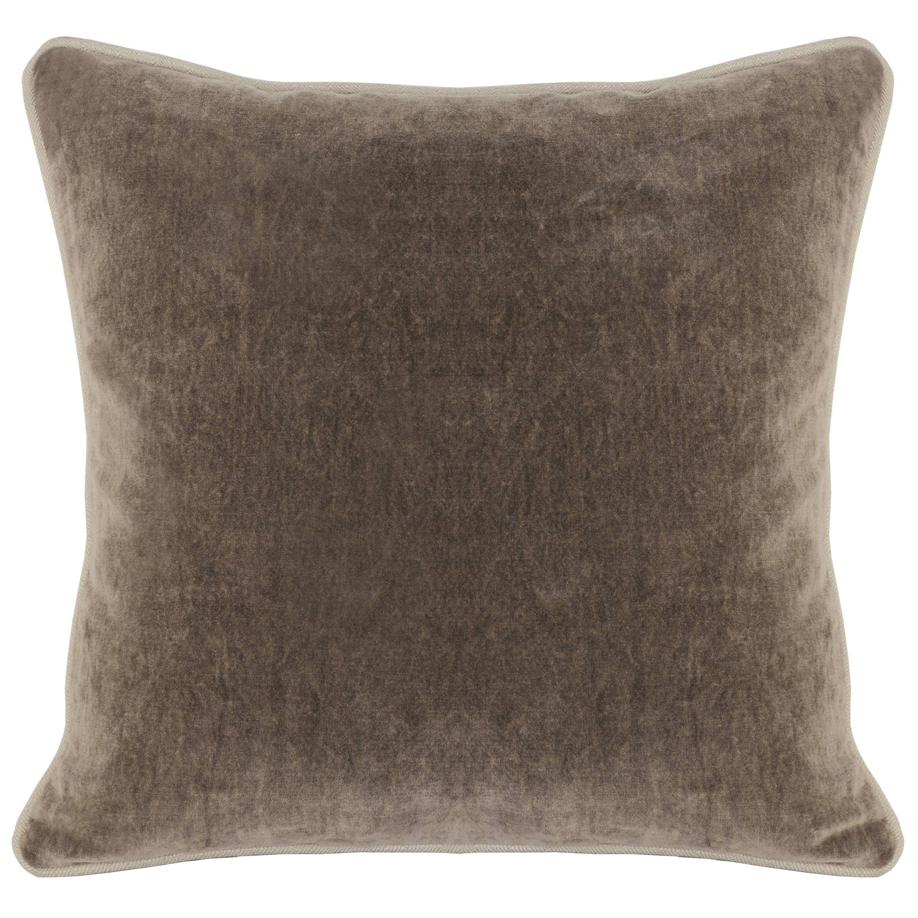 Front. Manhattan Lane - Square Fabric Throw Pillow with Solid Color and Piped Edges - Brown.