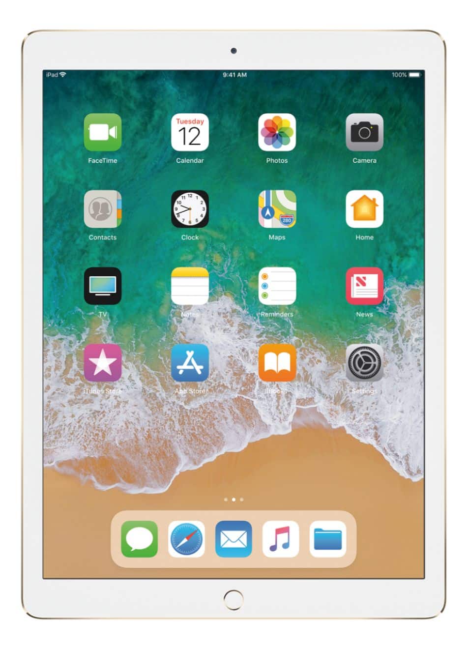 Front. Apple - 12.9- Inch iPad Pro with Wi-Fi - 256 GB - Gold.
