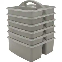 Teacher Created Resources - Gray Plastic Storage Caddy, Pack of 6