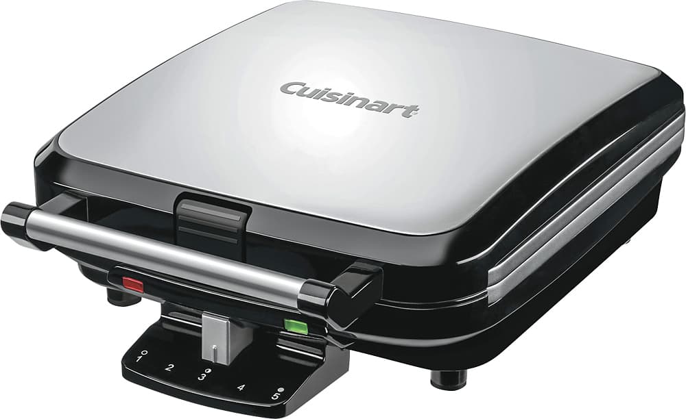 Angle. Cuisinart - 4-Slice Belgian Waffle Maker - Stainless Steel.