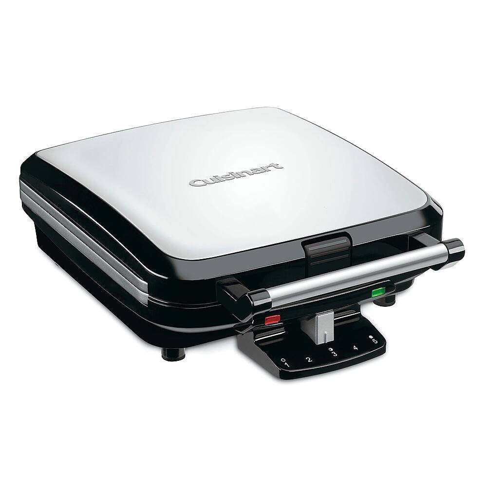Left. Cuisinart - 4-Slice Belgian Waffle Maker - Stainless Steel.