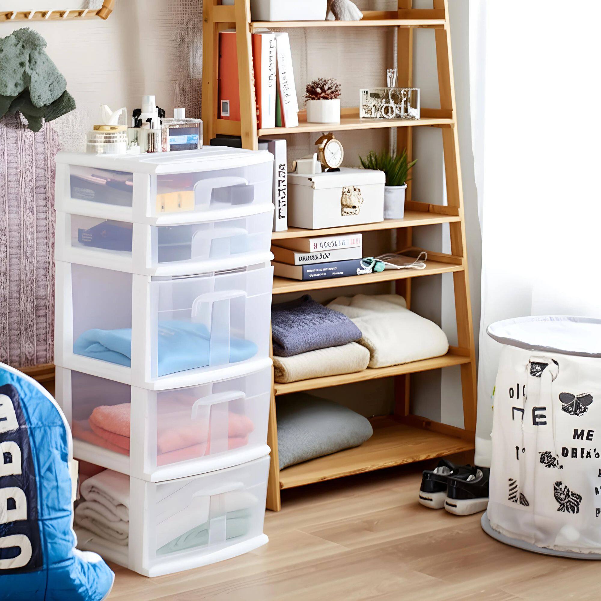 Sure, here is the corrected and grouped text from the image:

**On the Storage Unit:**
- (No visible text)

**On the Shelf:**
- "The Art of Happiness"
- "The Power of Now"
- "The Alchemist"
- "The 7 Habits of Highly Effective People"
- "The 5 Love Languages"

**On the Bedside Table:**
- (No visible text)

**On the Bed:**
- "ME"
- "DRINK"
- "A"
- "P"

**On the Storage Bin:**
- "ME"
- "DRINK"
- "A"
- "P"

**On the Pillow:**
- "ME"
- "DRINK"
- "A"
- "P"

**On the Storage Bin:**
- "ME"
- "DRINK"
- "A"
- "P"