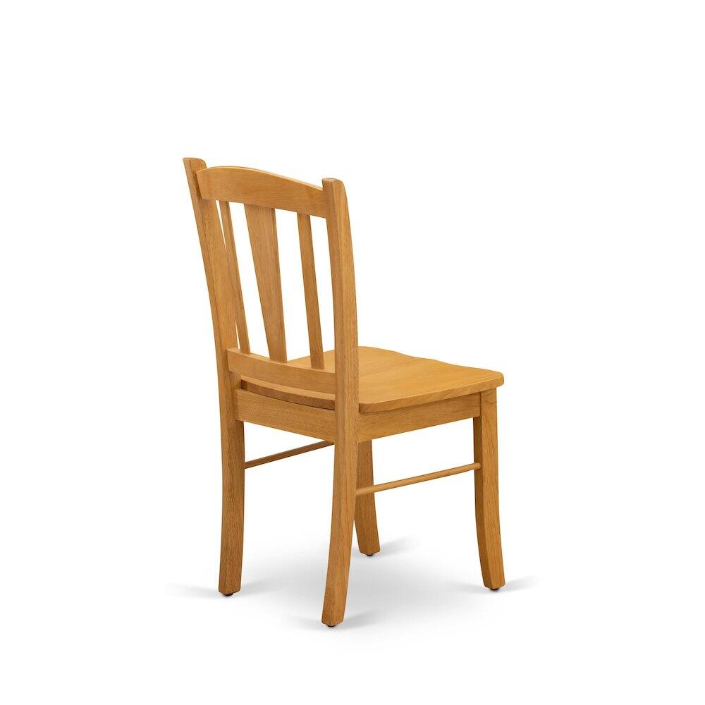 Angle. East West Furniture - OXDL5-OAK-W - 5-Piece Dining Room Table Set- 4 Wooden Chair and Wood Dining Table - Wooden Seat and Slatted Chair Back - Oak.
