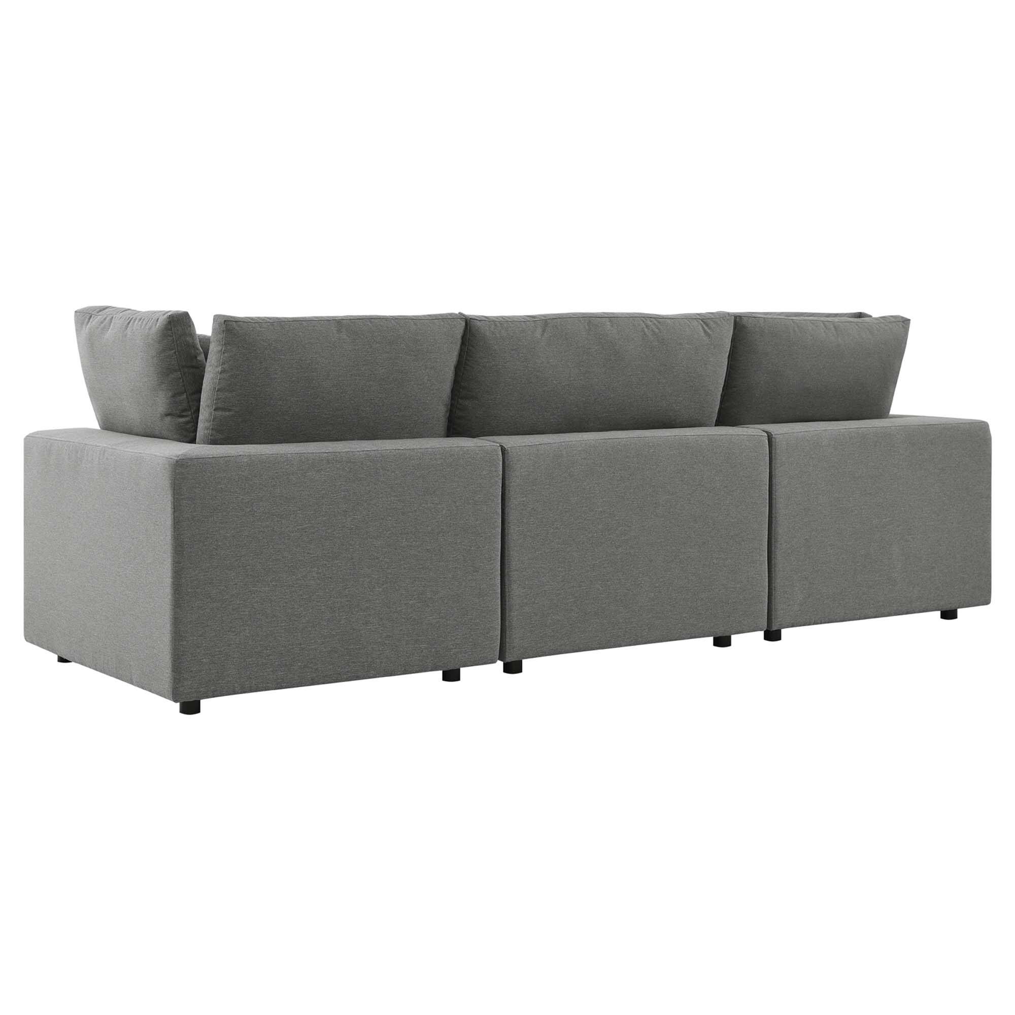 Alt View 4. Modway - Commix Overstuffed Outdoor Patio Sofa by Modway - Charcoal.