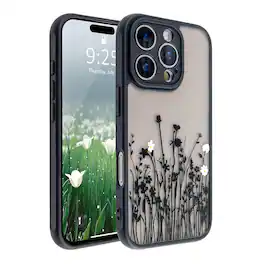 Dazzed Corner - Soft TPU Bumper Hard PC Back Slim Shockproof Protective Translucent Matte Case Cover for iPhone 16 Pro, 6.3inch - Floral