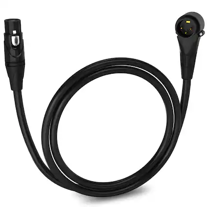 Front. Lyxpro - 3 Ft Right Angle XLR Cable, Male to Female, 3 Pin Microphone Cable - Black.