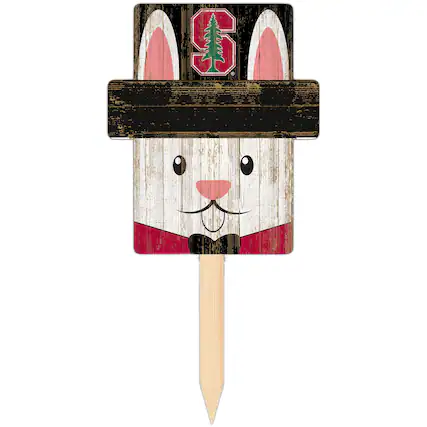 Front. Fan Creations - Stanford Cardinal 16" x 19" Easter Bunny Yard Stake - Multicolor.