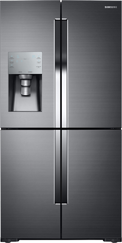 Samsung - 28.1 Cu. Ft. 4-Door Flex French Door Fingerprint Resistant Refrigerator - Black Stainless Steel