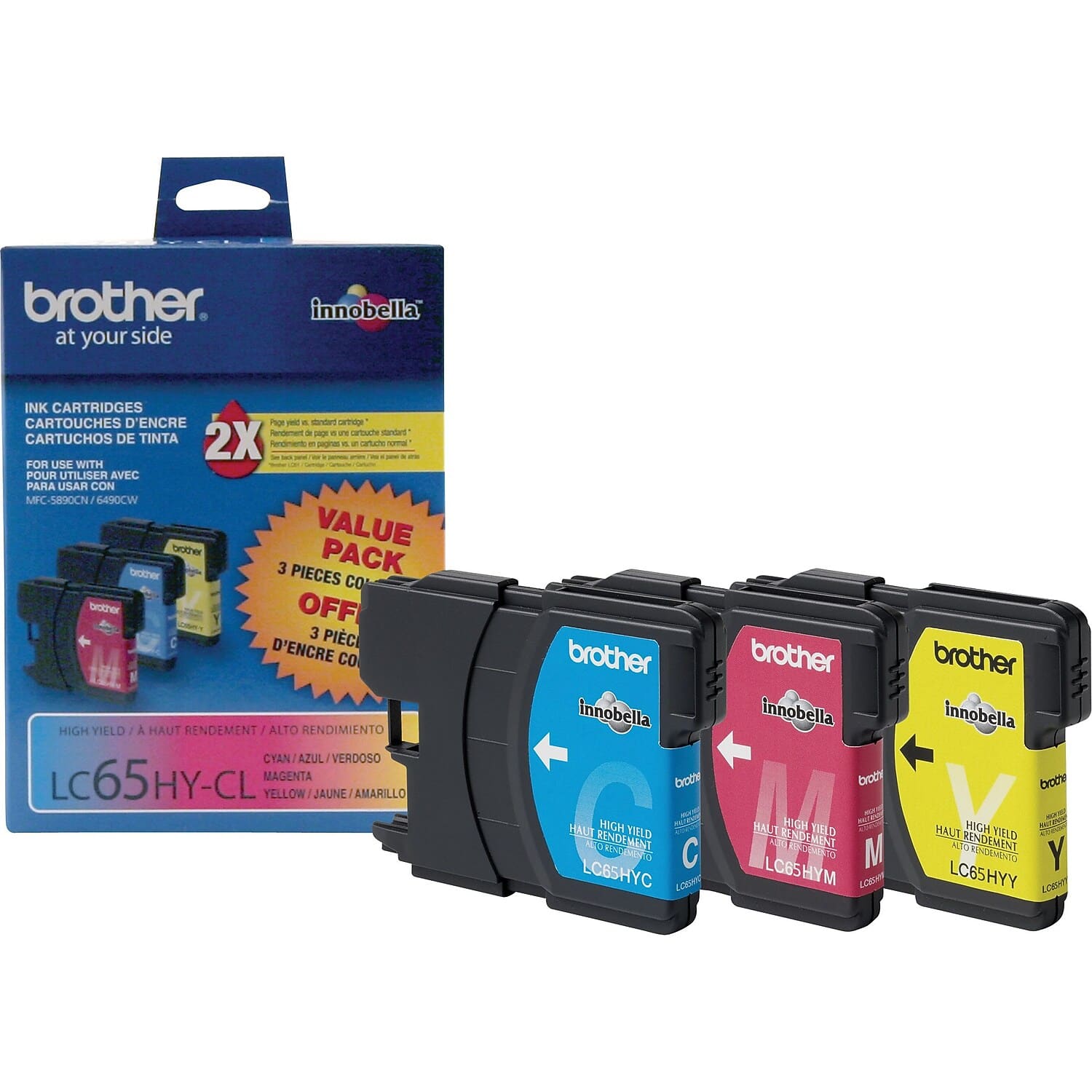 Brother - LC653PKS High Yield Ink Cartridge, 3/Pack - Cyan/Magenta/Yellow