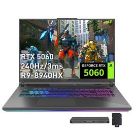 ASUS - Upgraded - ROG Strix G18 18" Gaming Laptop,AMD Ryzen 9 8940HX,GeForce RTX 5060,16GB DDR5,1TB SSD+1TB Dock Set,Win 11 Pro - Black