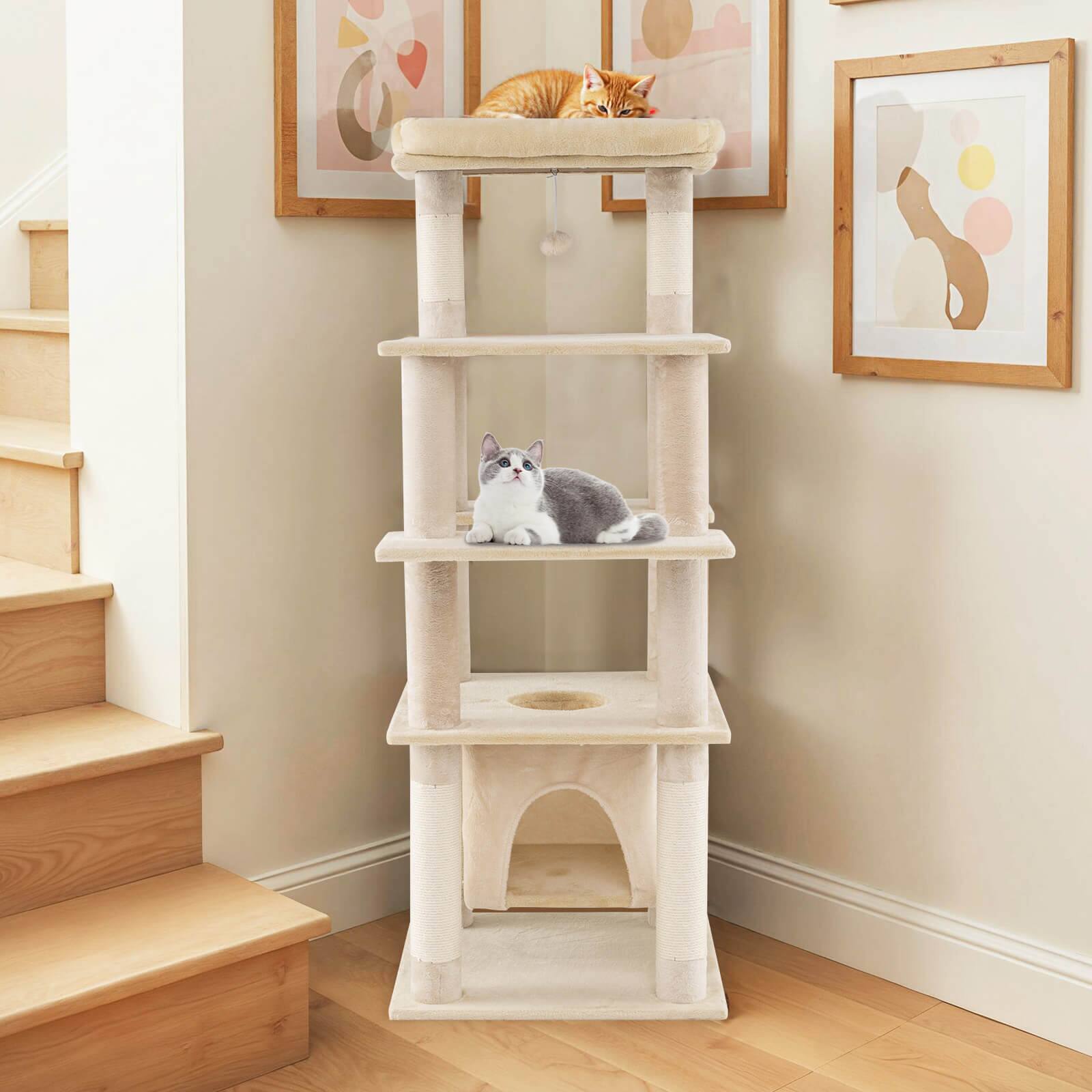 Alt View 3. Costway - Costway Large Multi-level Cat Tree 58" Tall Cat Tower with Swaying Aerial Condo Perch Bed.