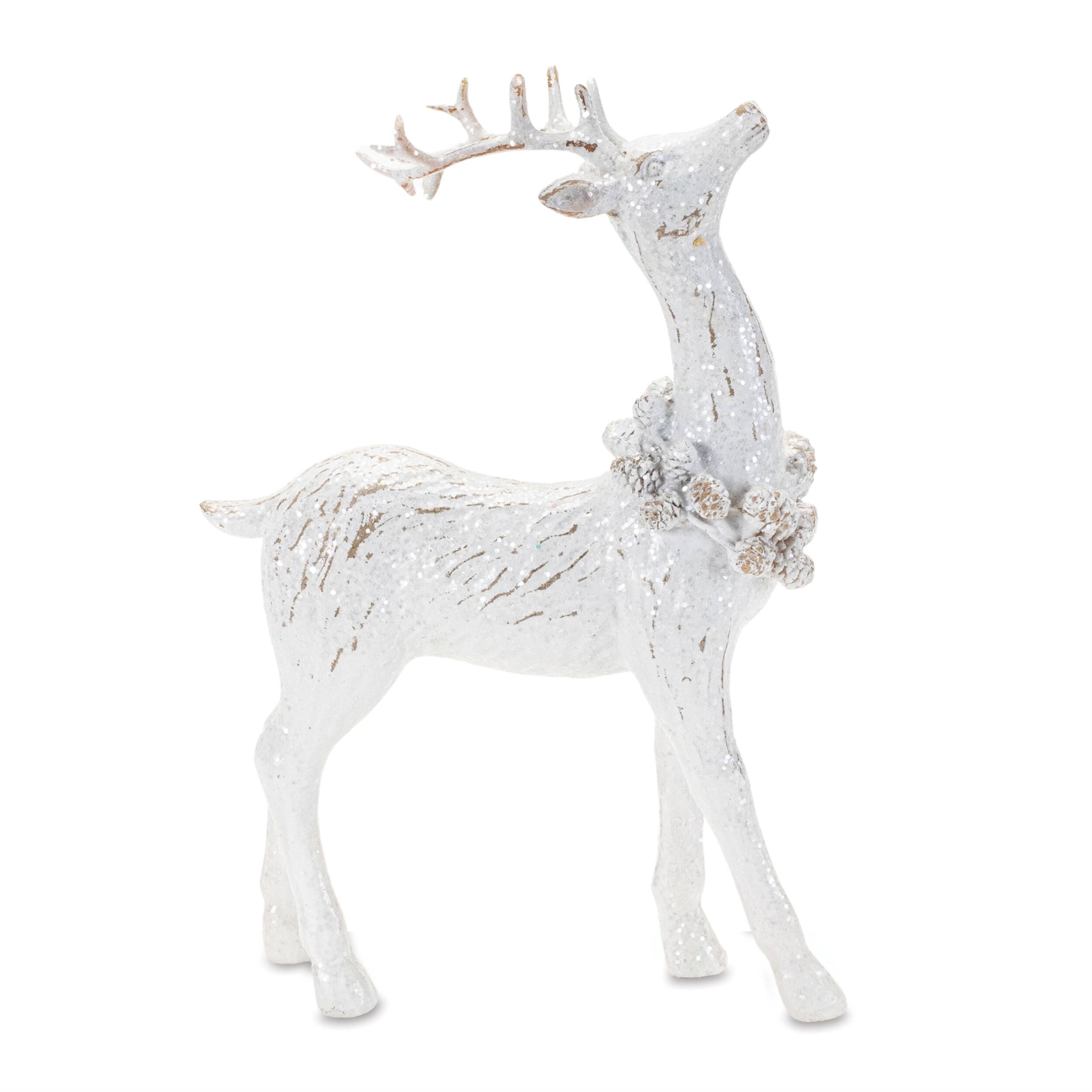 Left. BreeBe - Winter Deer Figurine (Set of 4) - White.