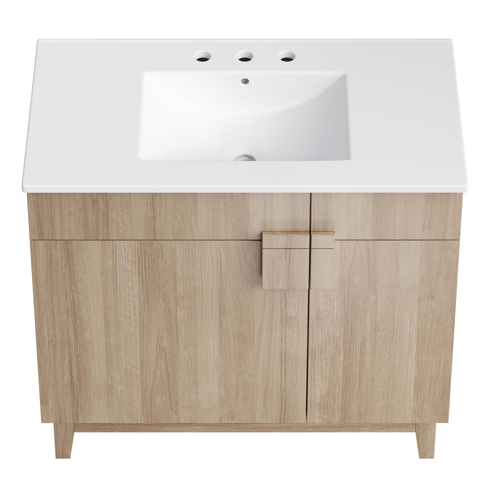 Alt View 5. Modway - Miles Bathroom Vanity Basin Included by Modway - White Oak.