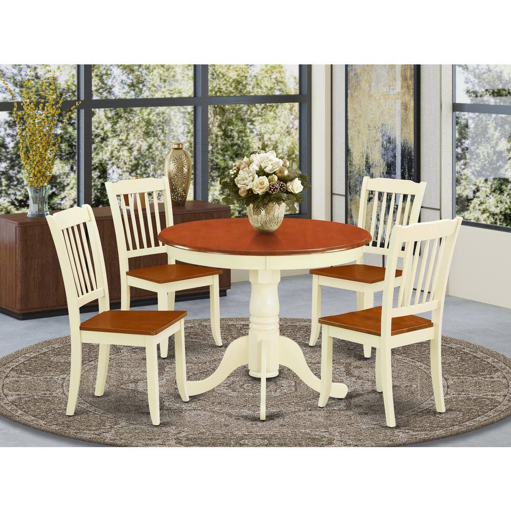 Back. East West Furniture - Dining Room Set Buttermilk & Cherry - Brown.