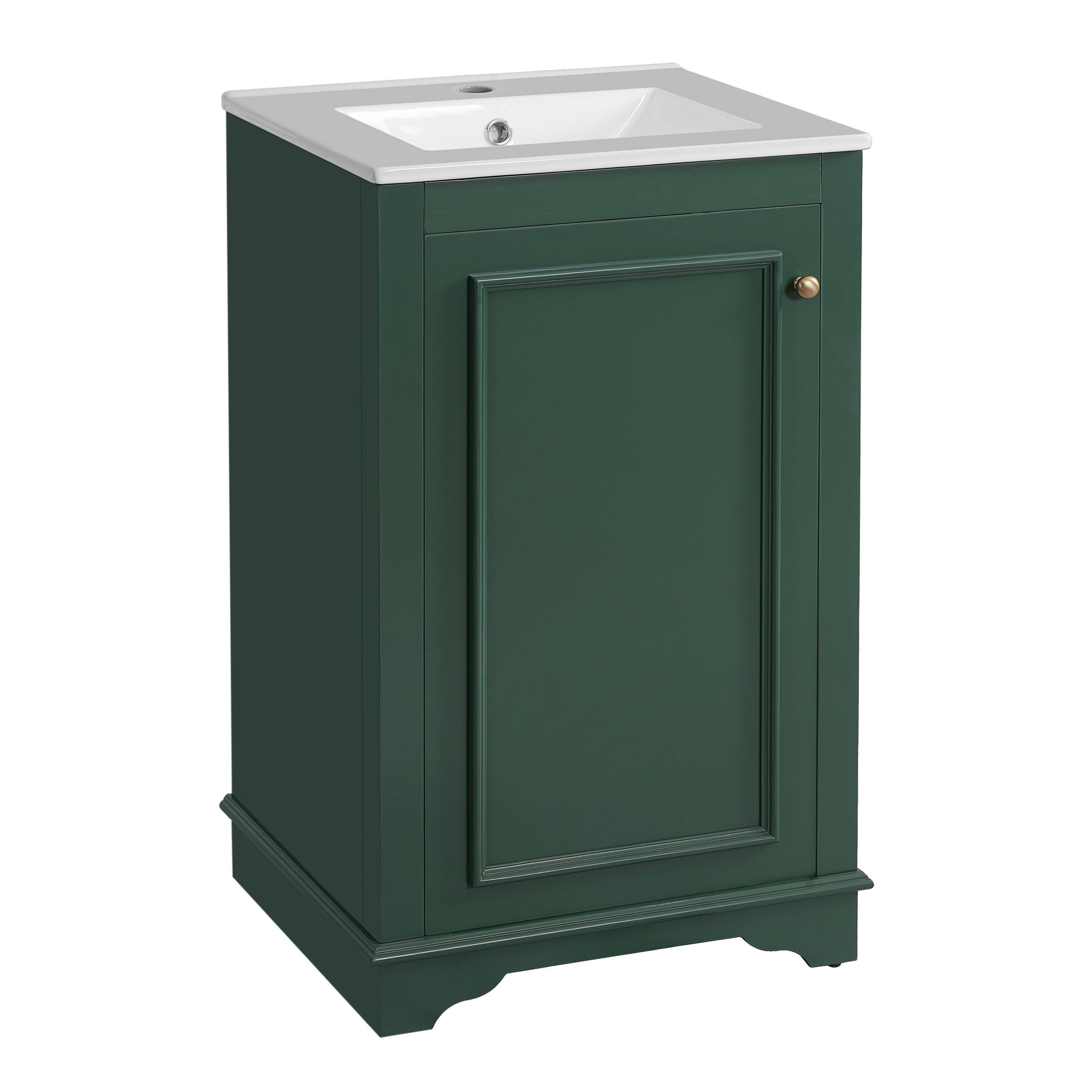 Alt View 10. Boyel Living - 20 Inch Bathroom Vanity with Ceramic Sink Solid Wood Frame Green - Green.