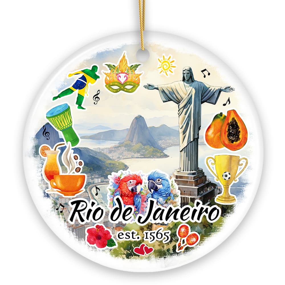 OrnamentallyYou - Cultural Rio de Janeiro Art Ornament Brazil Landmarks Souvenir Gift - Multi-colored