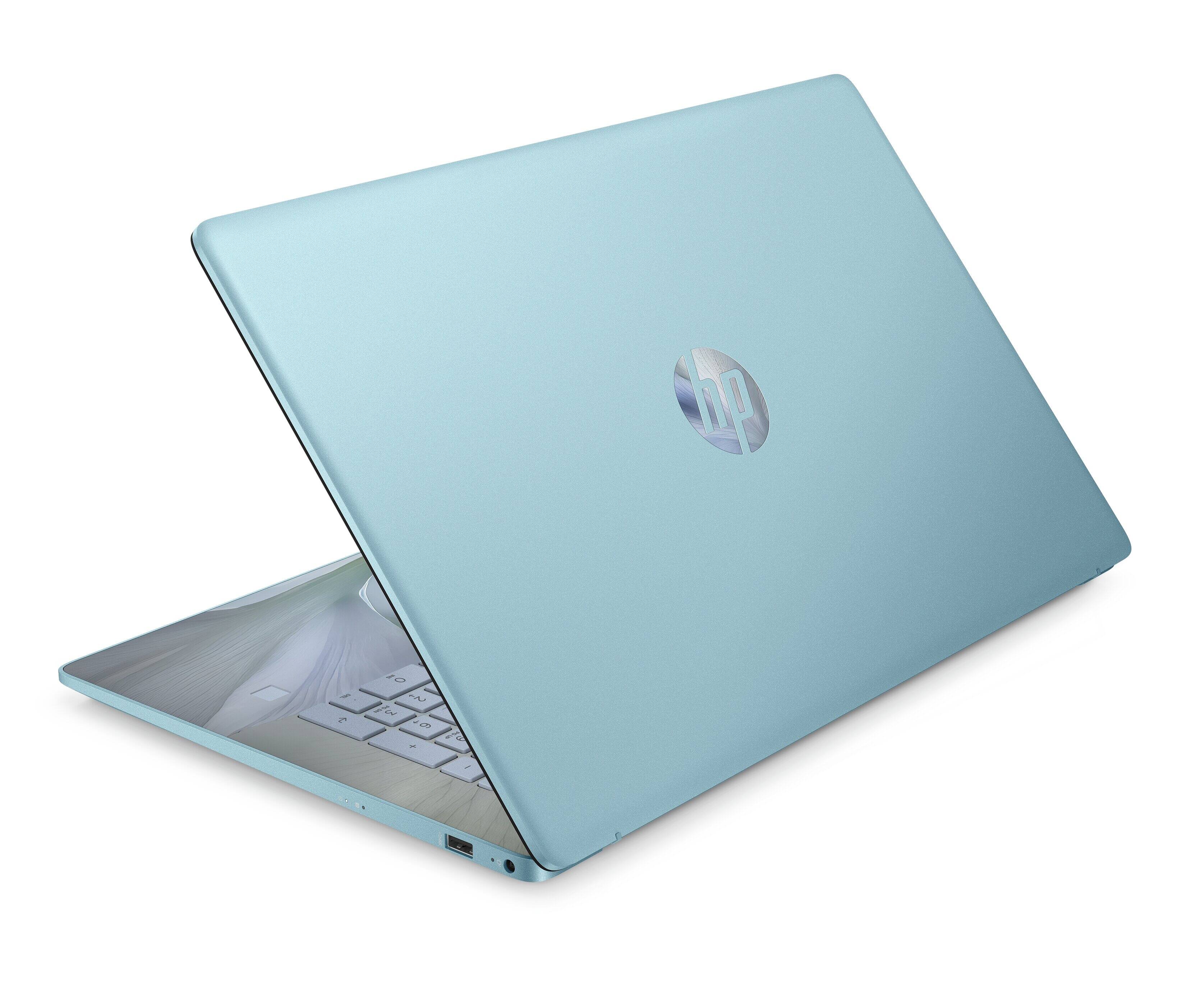 Alt View 2. HP - 17.3" HD+ Touchscreen AI Laptop Intel N100 4GB RAM 128GB UFS + Wireless Mouse + 1 Year Microsoft 365 - Spring Iridescence.