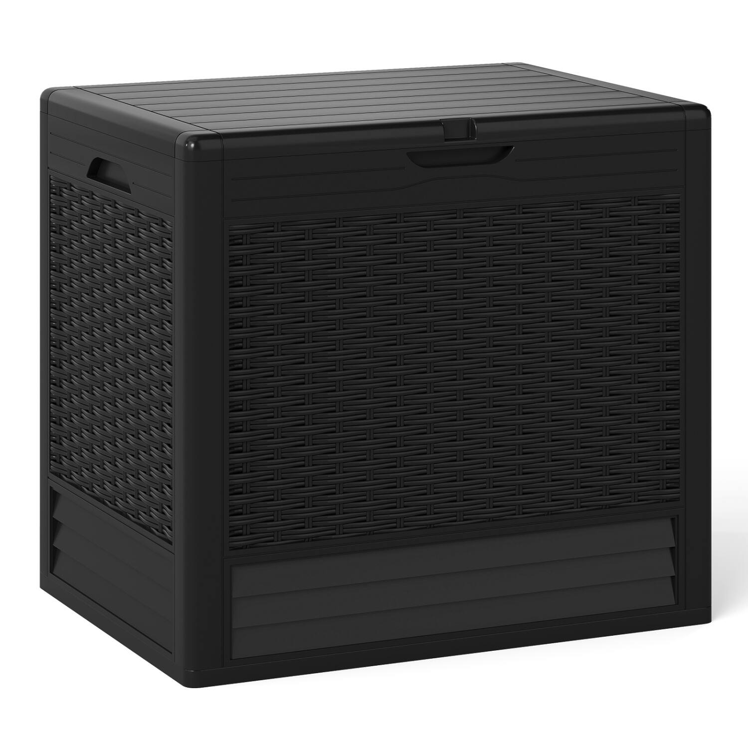 WELLFOR 25 Gallon Outdoor Storage Box with Rattan Patterns Black - Best Buy
