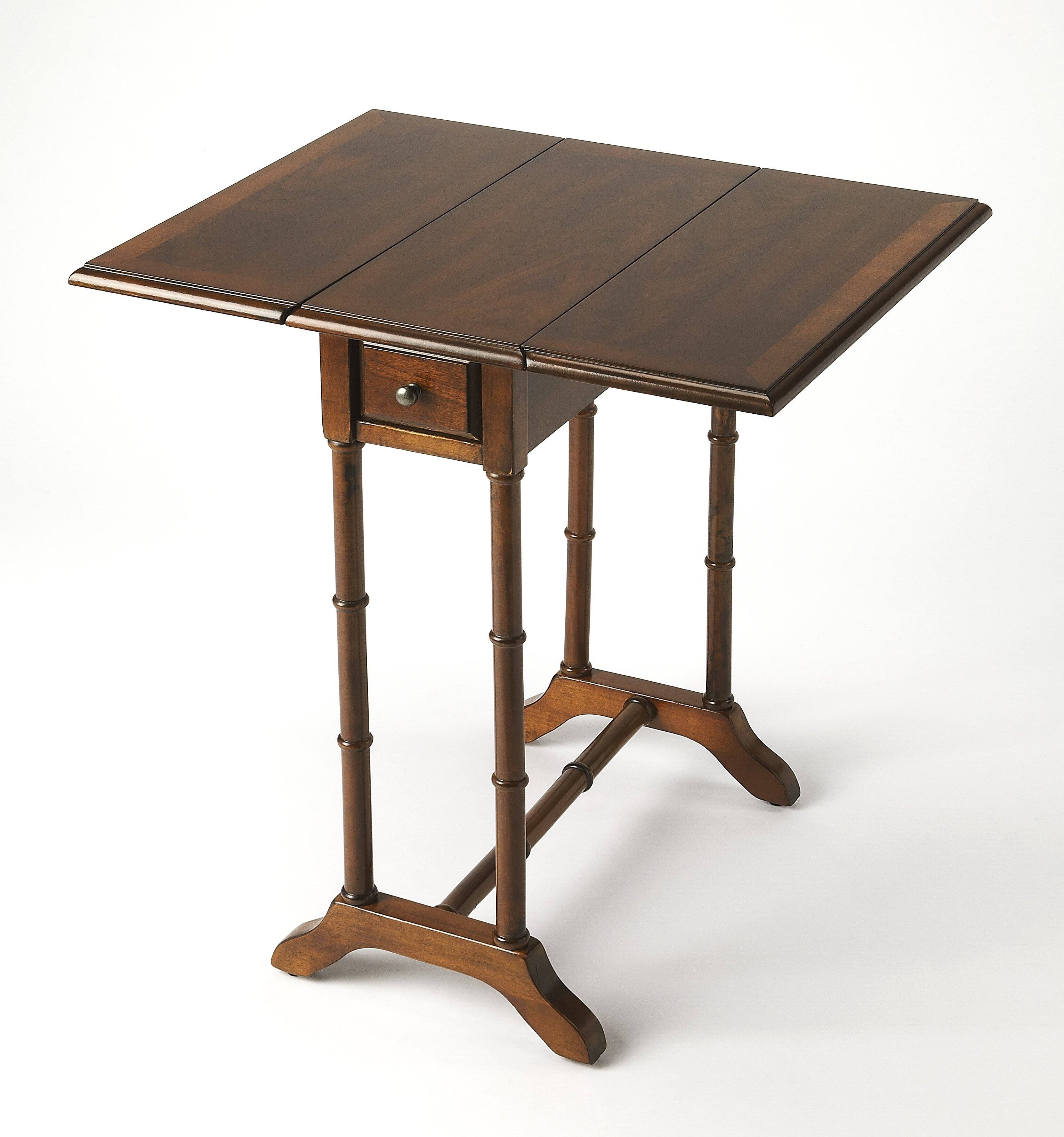 Alt View 2. Butler Specialty - Darrow 24 in. W Fully Extended Rectangualr Wood Drop-Leaf 1 Drawer Side Table - Medium Brown.