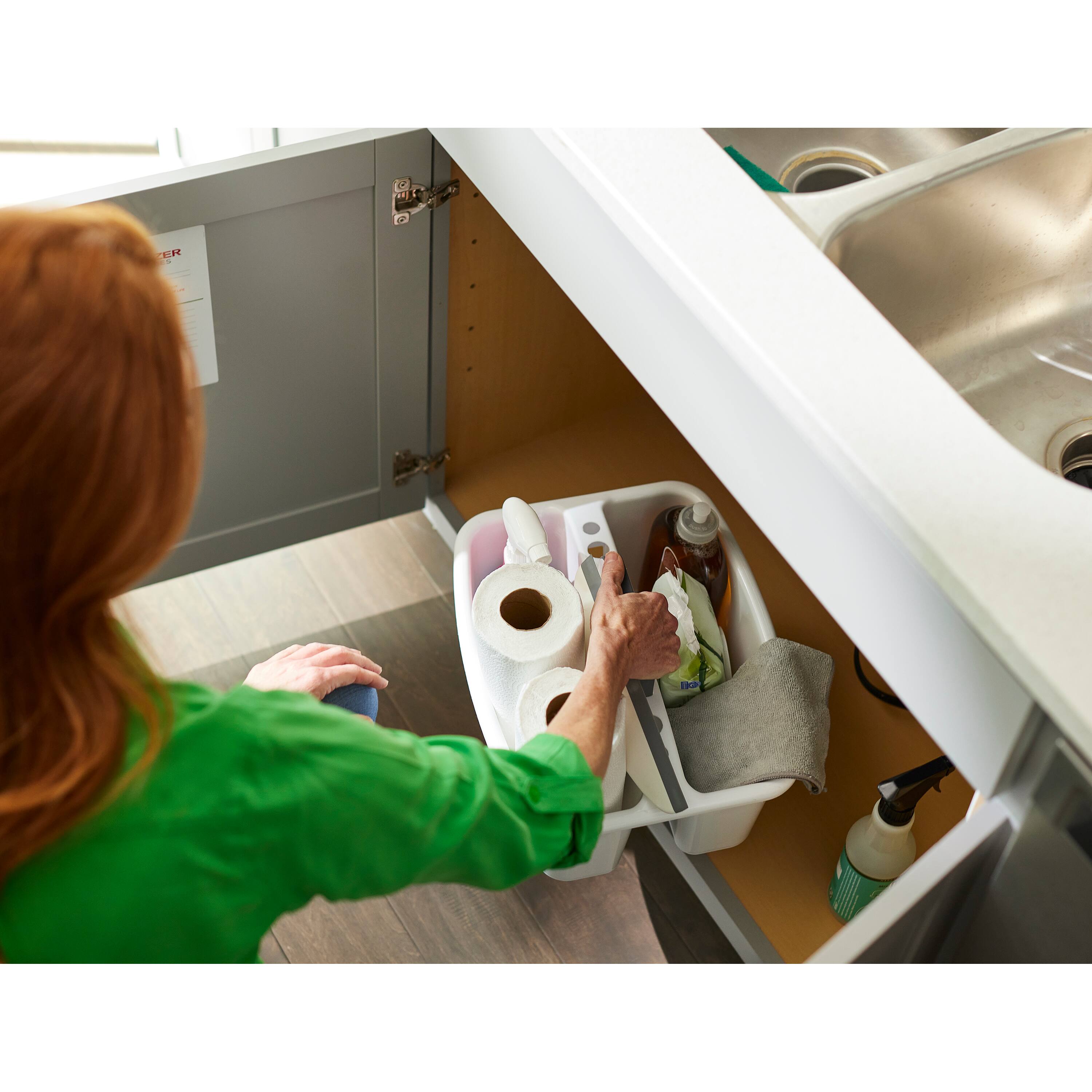 Alt View 4. Gracious Living - Gracious Living Large Divided Storage Tote Cleaning Caddy w/Handle, White (6 Pk) - White.