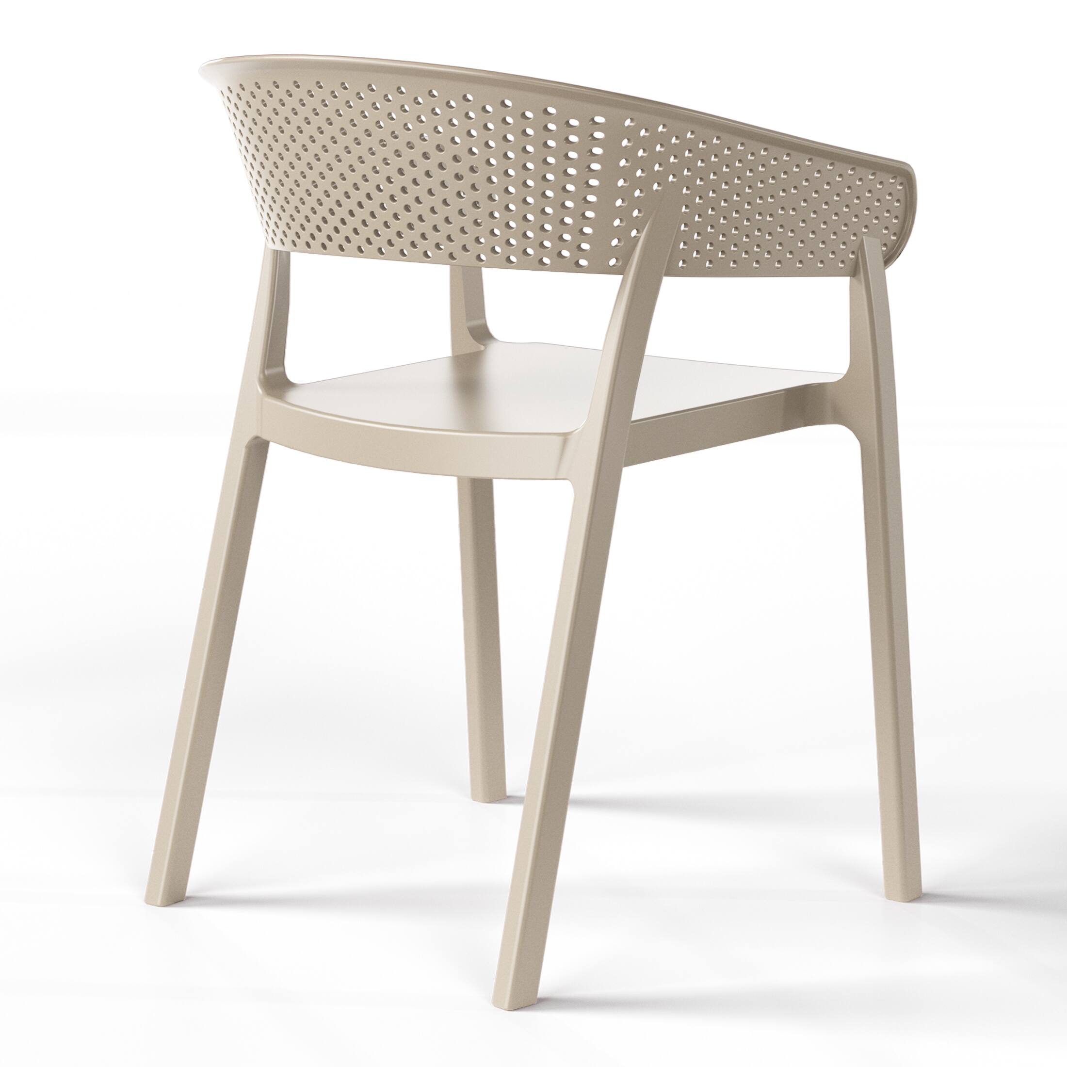 Alt View 2. WestinTrends - WestinTrends Playa 5-Piece Modern Patio Round Dining Table Set with Stackable Patio Dining Chairs - Sand.