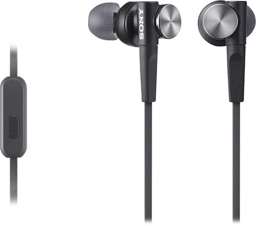 Front. Sony - MDRXB50 Wired Earbud Headphones - Black.