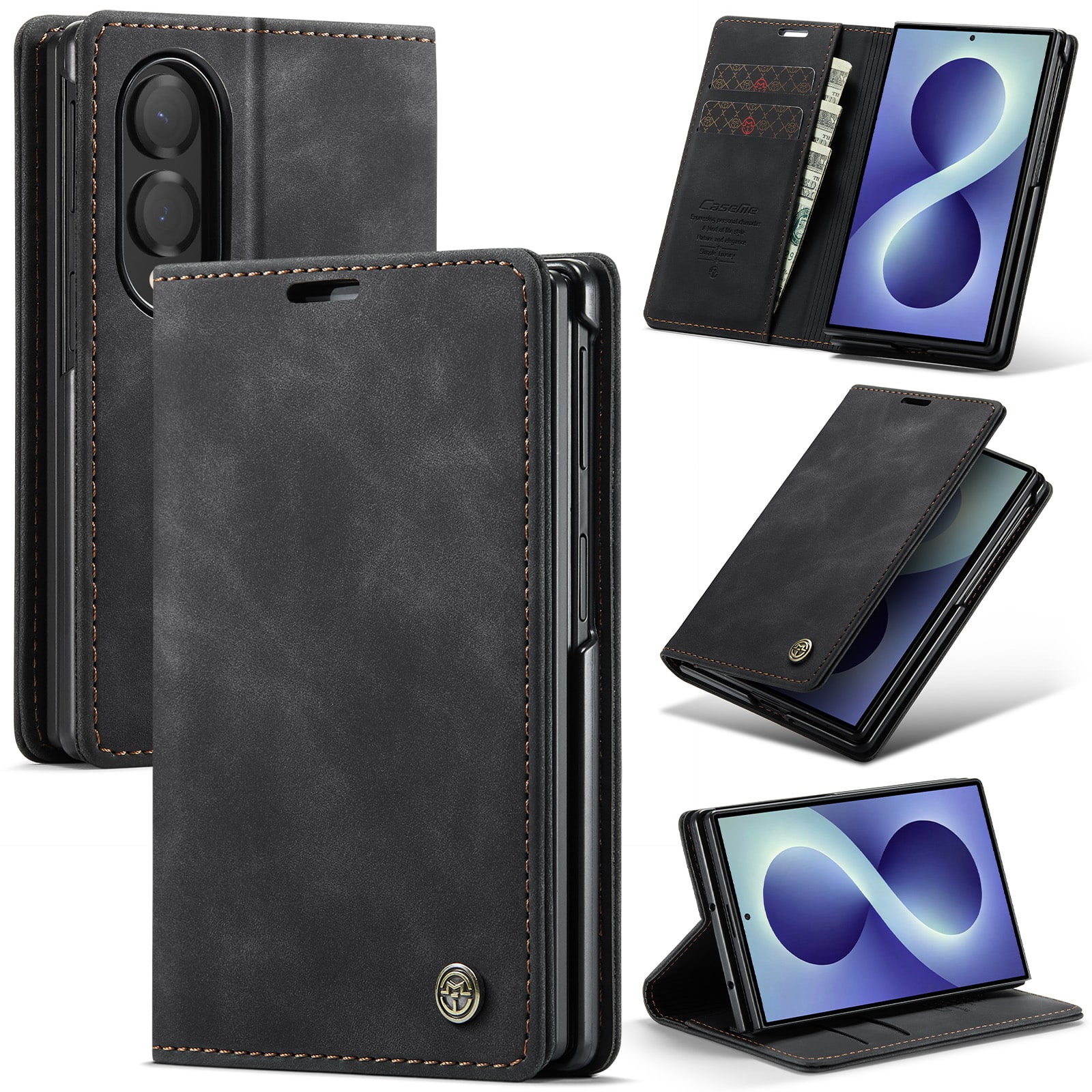 UUCOVER - For Samsung Galaxy Z Fold 8 Wallet Case,Magnetic PU Leather+PC Card Slots Case Shockproof Stand Cover - Black price history on PriceWatchPro