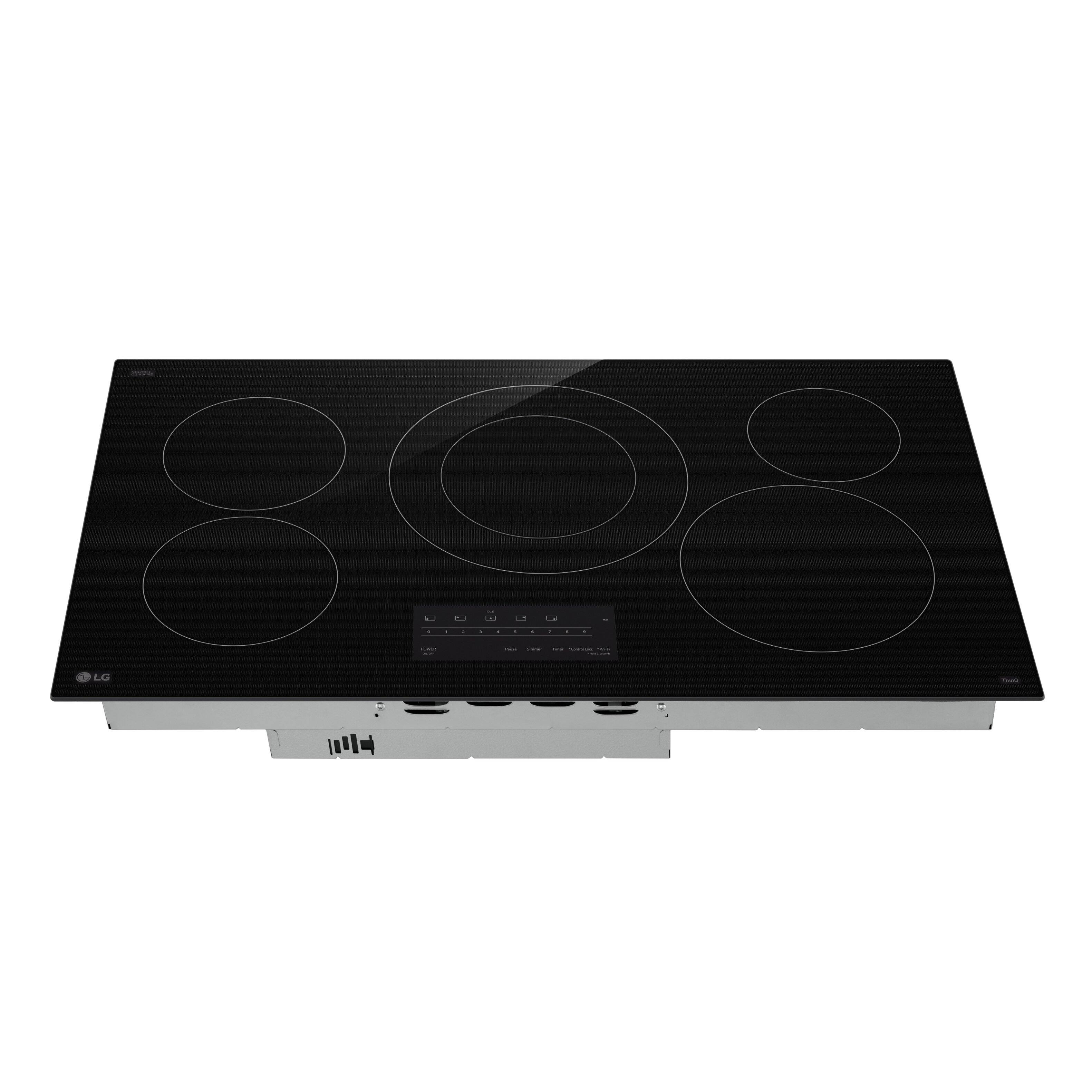 Alt View 6. LG - 36" Built-In Electric Smart Cooktop with 5 Elements with 3.0kW UltraHeat Dual Element and SmoothTouch Glass Controls - Black.