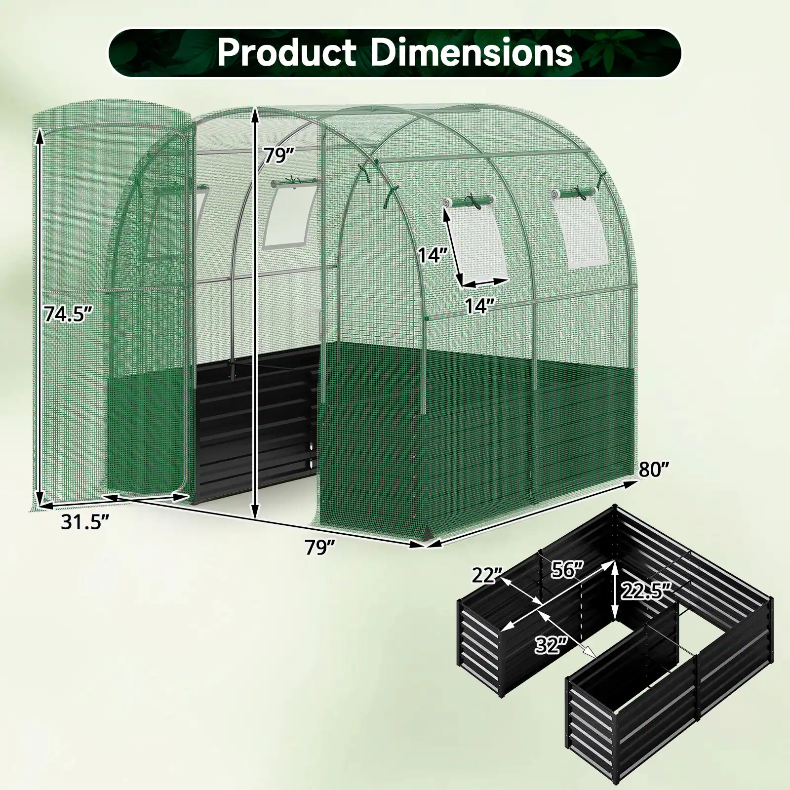 Product Dimensions
79"
14"
74.5"
14"
80"
31.5"
79"
22"
56"
22.5"
32"