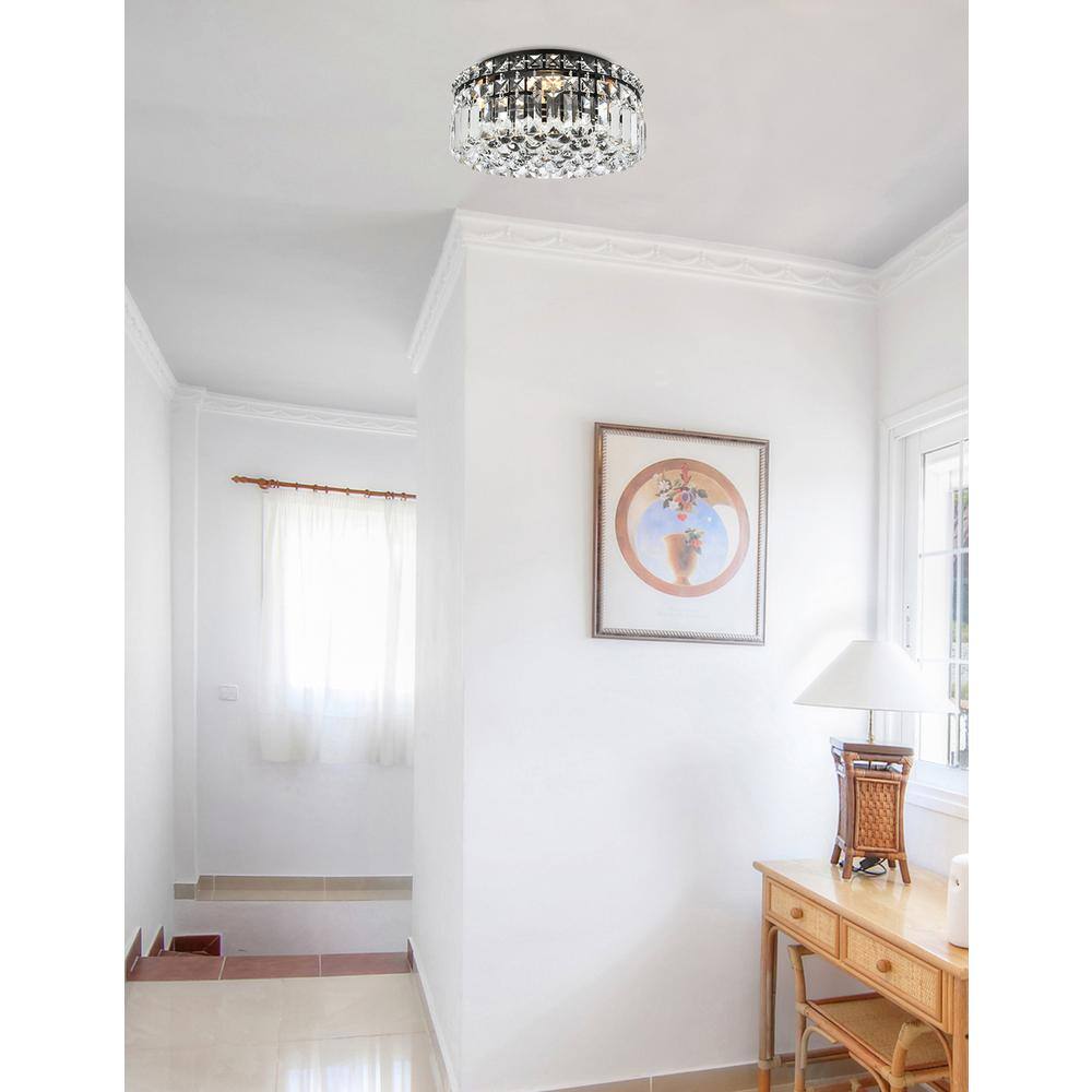 Left. Elegant Lighting - Maxime 12 inch black flush mount - Black And Clear.