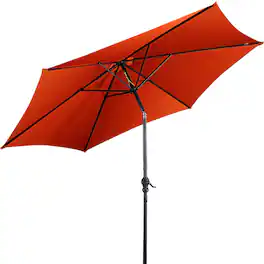 Costway - 10 FT Patio Umbrella Patio Market Steel Tilt W/ Crank Outdoor Yard Garden - Orange