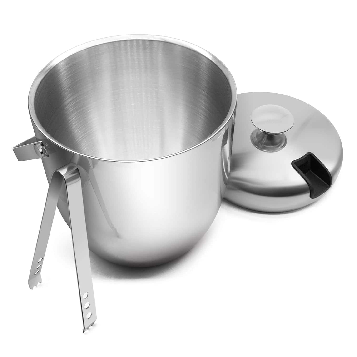 Malletson - Insulated Ice Bucket, Stainless Steel Ice Bucket with Ice Tongs, 2.8 L - Sliver