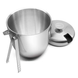 Malletson - Ice Bucket Stainless Steel with Lid and Handle Modern Design for Home Bar and Party - Silver