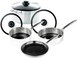 Frieling - Black Cube Hybrid Quick Release 7 Piece Cookware Set - Silver