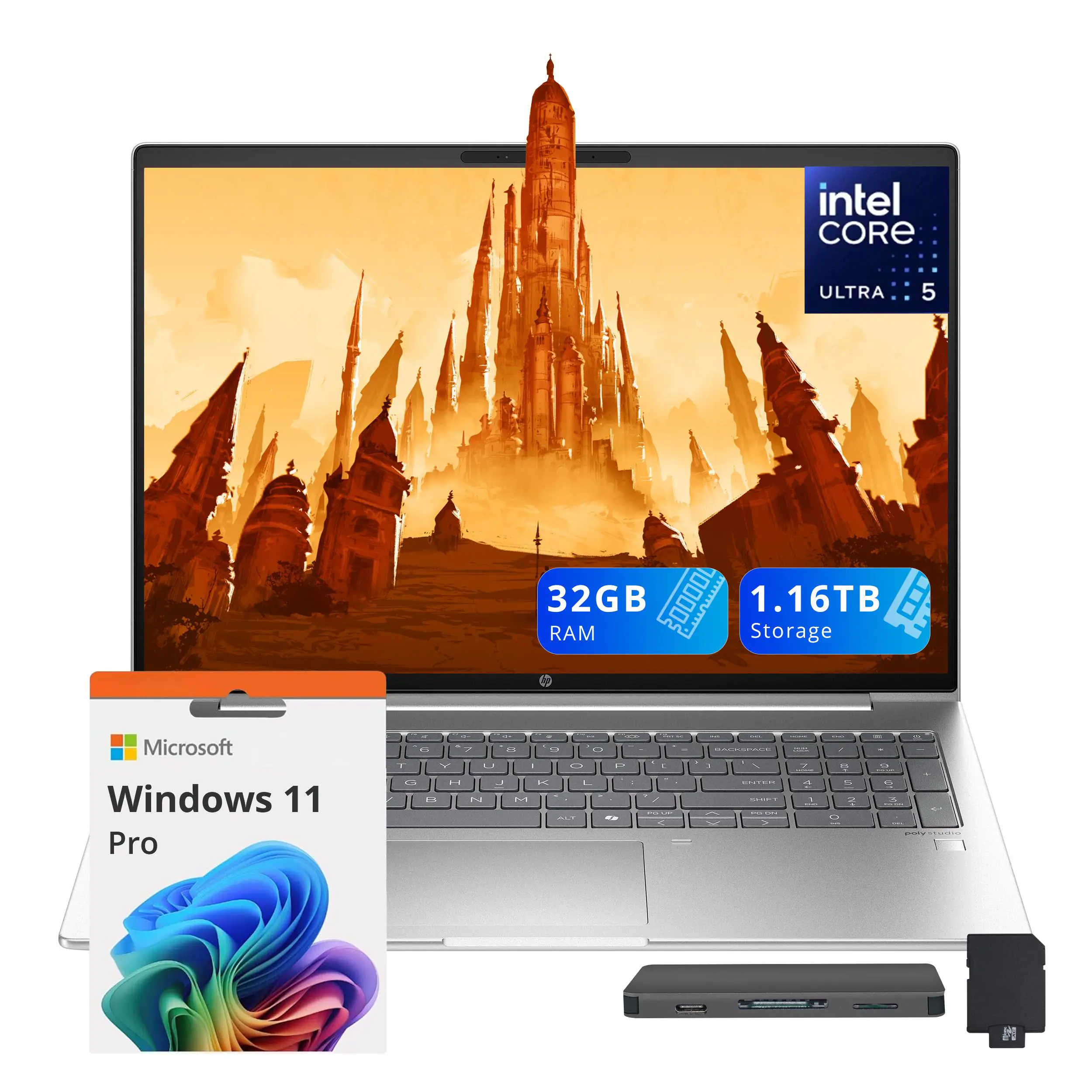 HP - ProBook 460 G11 16" WUXGA Laptop,Intel Ultra 5 125U,32GB DDR5,1TB SSD,Win 11 Pro,160GB Docking Station Set - Silver