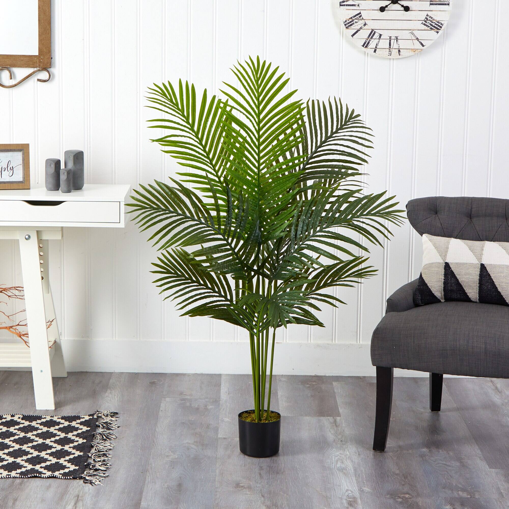 Back. BreeBe - 4' Paradise Palm Artificial Tree - Green.