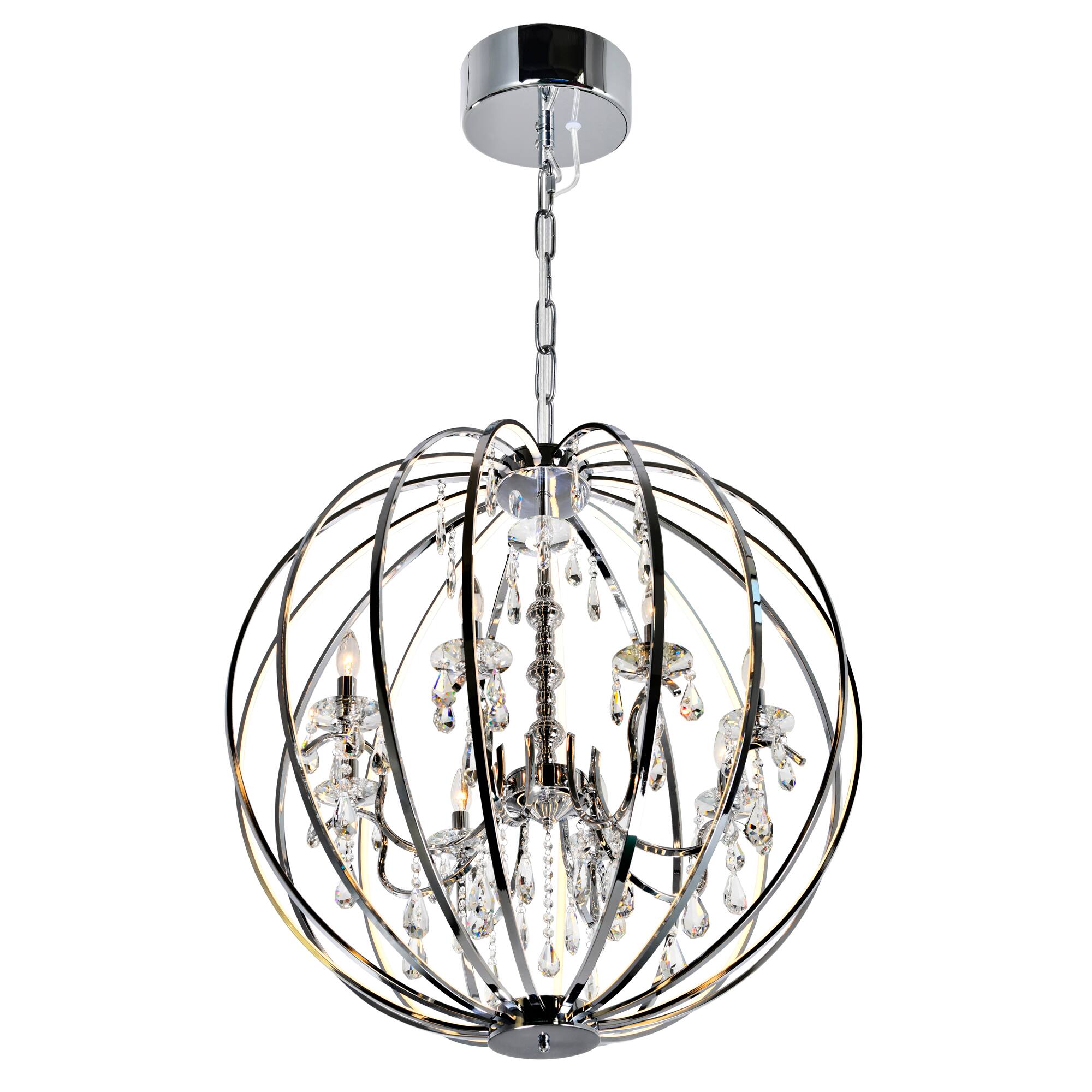 Left. CWI Lighting - Abia 8 Light Up Chandelier With Chrome Finish - Chrome.