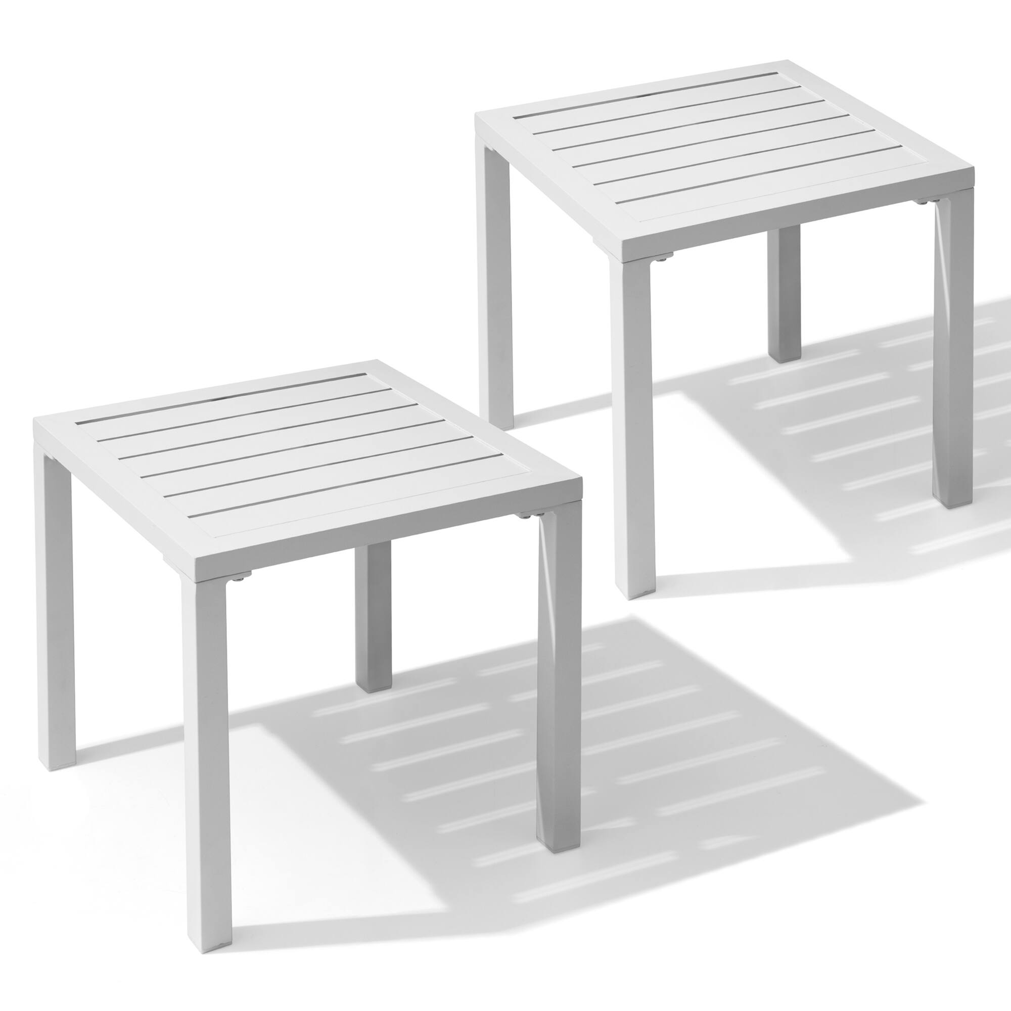 Alt View 7. Crestlive Products - Crestlive Products 2pc 16in Aluminum Patio Side Square Outdoor End Table - White.