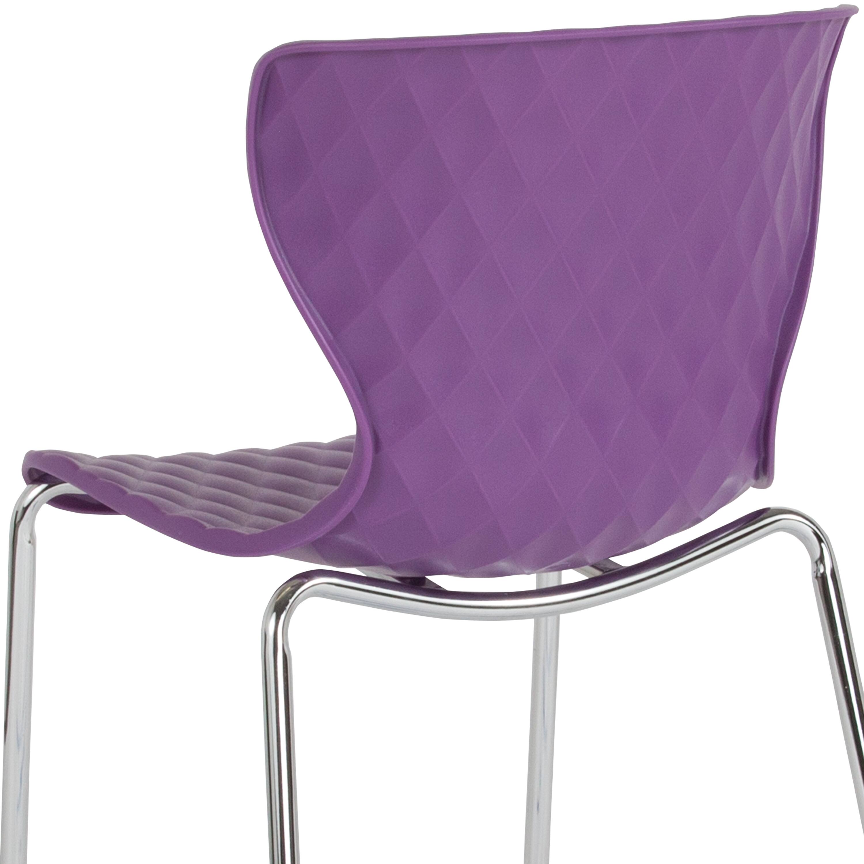 Alt View 9. Emma + Oliver - 4 Pack Contemporary Design Plastic Stack Chair - Purple.
