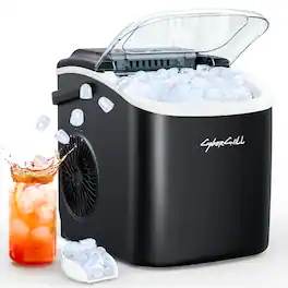 CyberChill - Countertop Ice Maker, Portable Ice Machine with Handle, 6 Mins Fast Ice, 26 lbs/Day, Self-Cleaning - Black