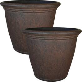 Sunnydaze - 24 in Anjelica Dual-Wall Polyresin Planter - Set of 2 - Rust