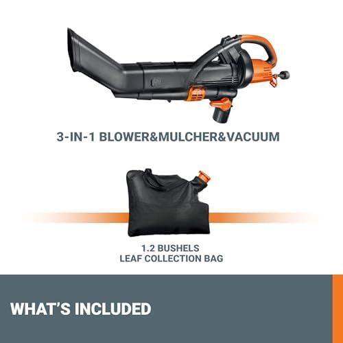 3-IN-1 BLOWER & MULCHER & VACUUM  
1.2 BUSHELS LEAF COLLECTION BAG  

WHAT'S INCLUDED
