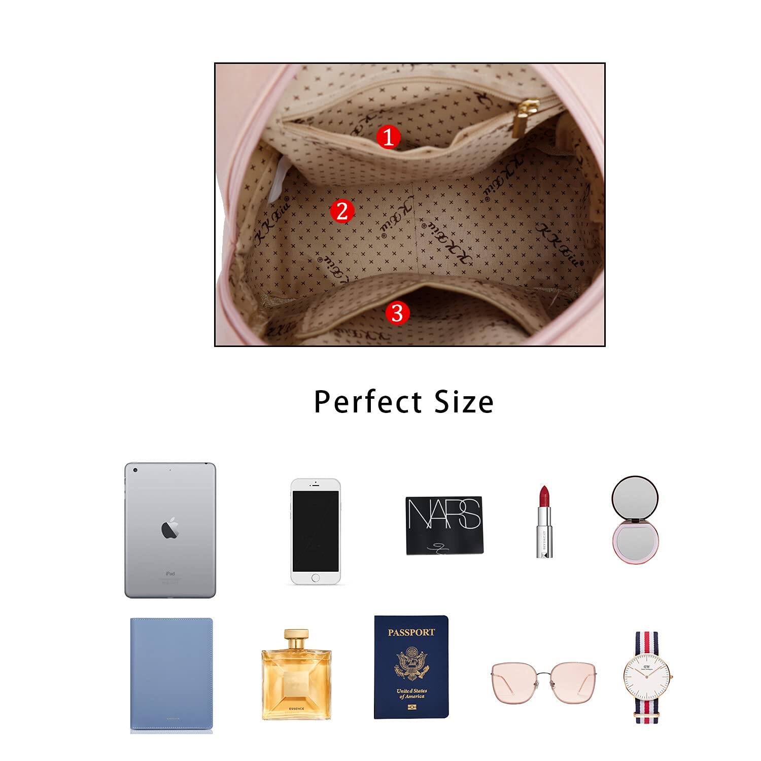 Alt View 2. Pacoar Cade - Small Backpack Purse Vegan Leather Mini Bookbag For Women Cute Teen Pompom Daypack - Black Flower-Small.