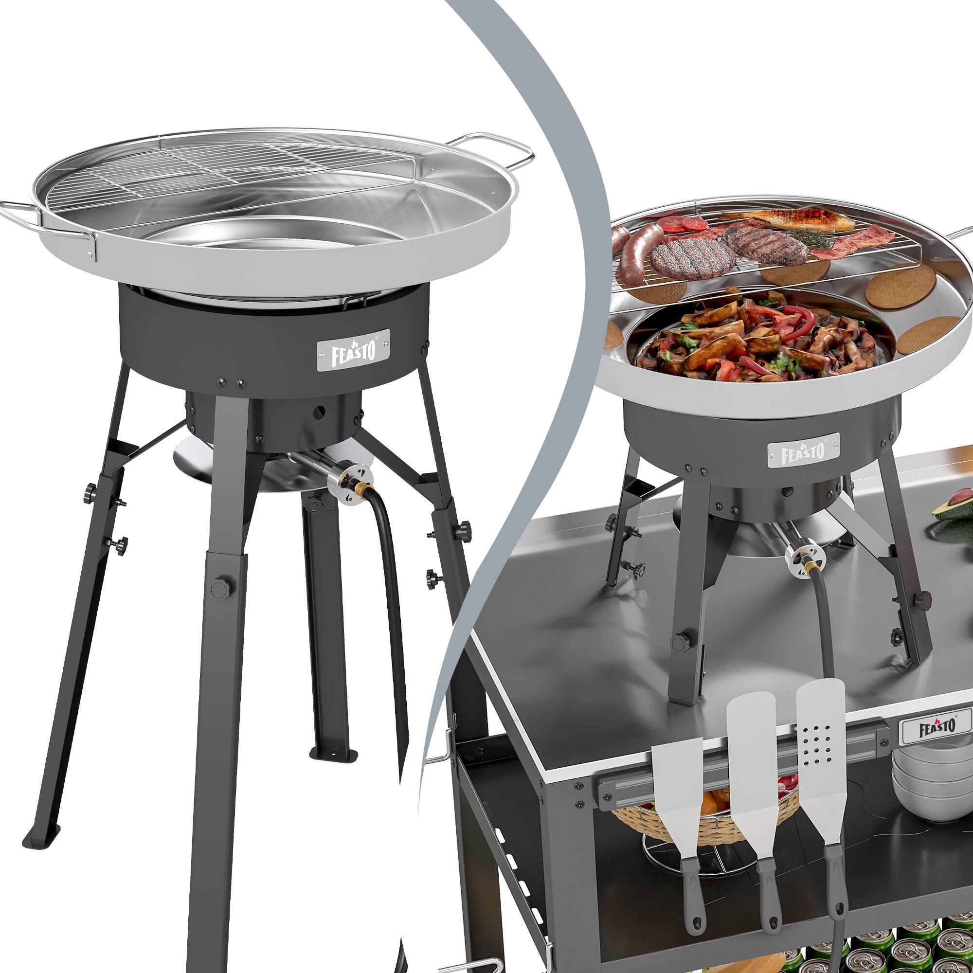 FEASTO Concave Comal Set, Discada with High Power Burner